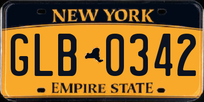 NY license plate GLB0342