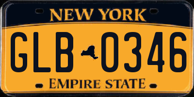 NY license plate GLB0346