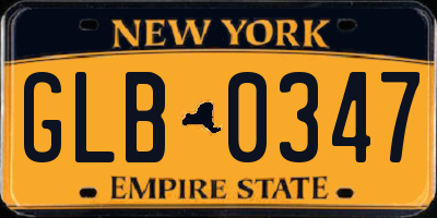 NY license plate GLB0347