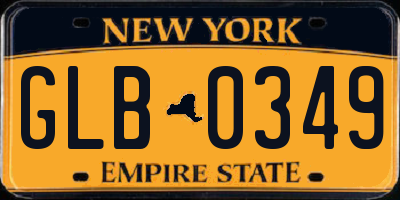 NY license plate GLB0349