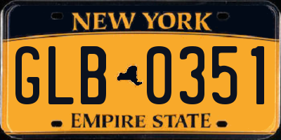 NY license plate GLB0351