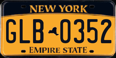 NY license plate GLB0352