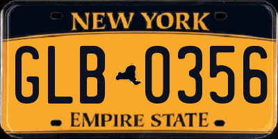 NY license plate GLB0356