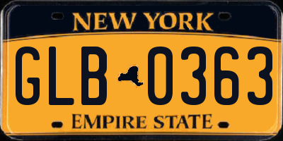 NY license plate GLB0363
