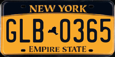 NY license plate GLB0365