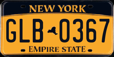 NY license plate GLB0367