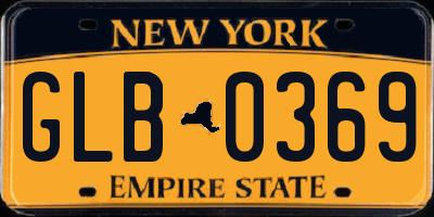 NY license plate GLB0369
