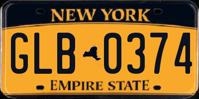 NY license plate GLB0374