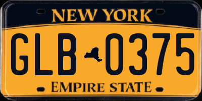 NY license plate GLB0375