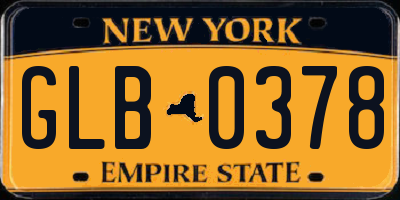 NY license plate GLB0378