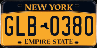 NY license plate GLB0380