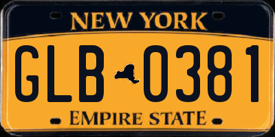 NY license plate GLB0381