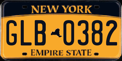 NY license plate GLB0382