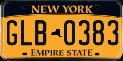 NY license plate GLB0383