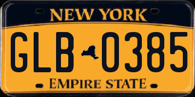 NY license plate GLB0385