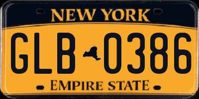 NY license plate GLB0386