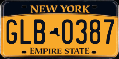 NY license plate GLB0387