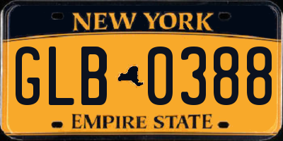 NY license plate GLB0388