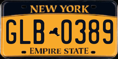 NY license plate GLB0389