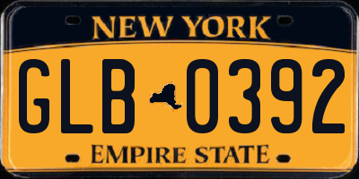 NY license plate GLB0392