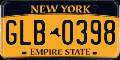 NY license plate GLB0398
