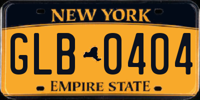 NY license plate GLB0404