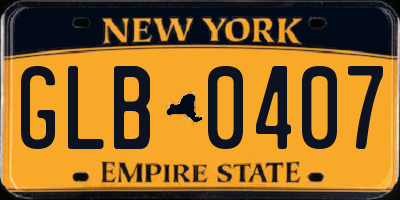 NY license plate GLB0407