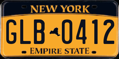 NY license plate GLB0412