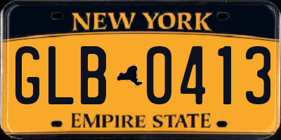 NY license plate GLB0413