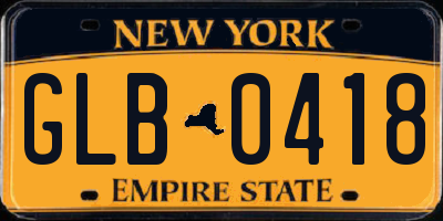 NY license plate GLB0418