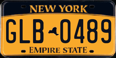 NY license plate GLB0489