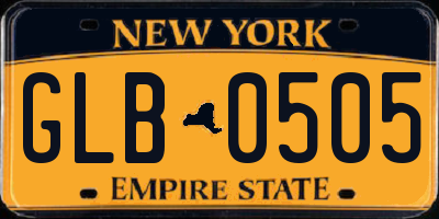 NY license plate GLB0505