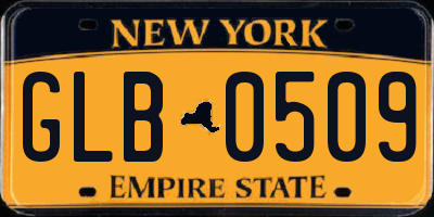NY license plate GLB0509