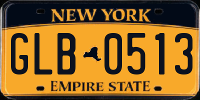 NY license plate GLB0513