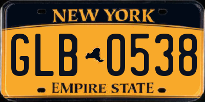 NY license plate GLB0538