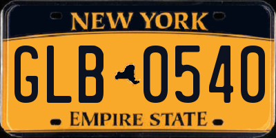 NY license plate GLB0540