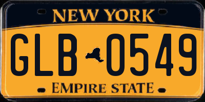 NY license plate GLB0549
