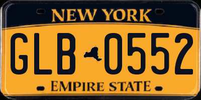 NY license plate GLB0552