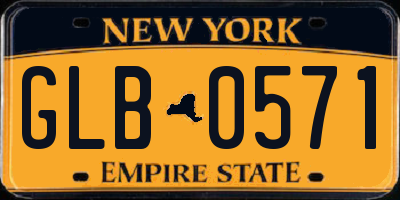 NY license plate GLB0571