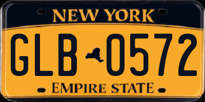 NY license plate GLB0572