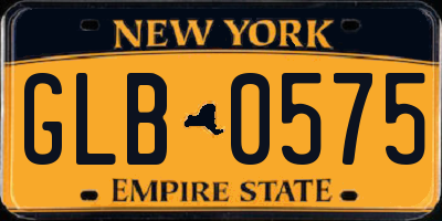 NY license plate GLB0575