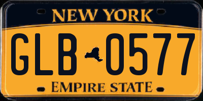 NY license plate GLB0577