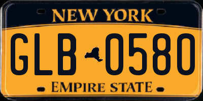 NY license plate GLB0580