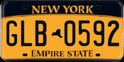 NY license plate GLB0592
