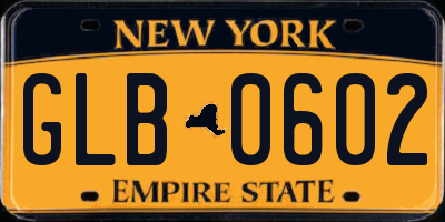 NY license plate GLB0602