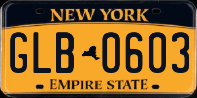NY license plate GLB0603