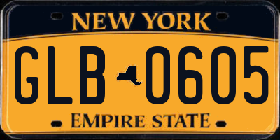 NY license plate GLB0605