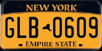 NY license plate GLB0609