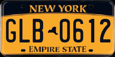 NY license plate GLB0612