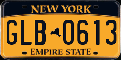 NY license plate GLB0613